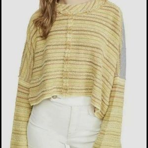 FREE PEOPLE CATALINA SUNSET DROP SHOULDER CROP SWEATSHIRT